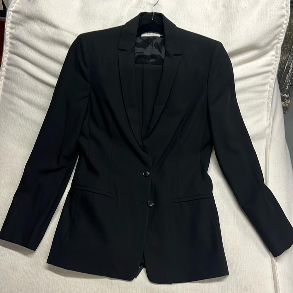 Calvin Klein black wool pant suit